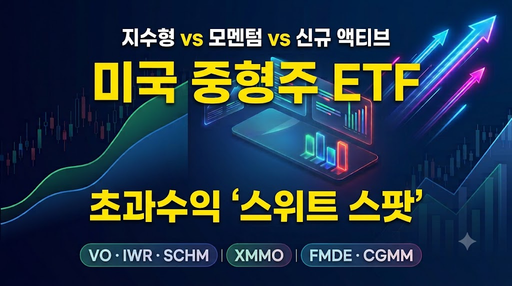 미국 중형주 지수 VO, IWR vs XMMO 모멘텀 vs 신규 FMDE, CGMM ETF 비교분석